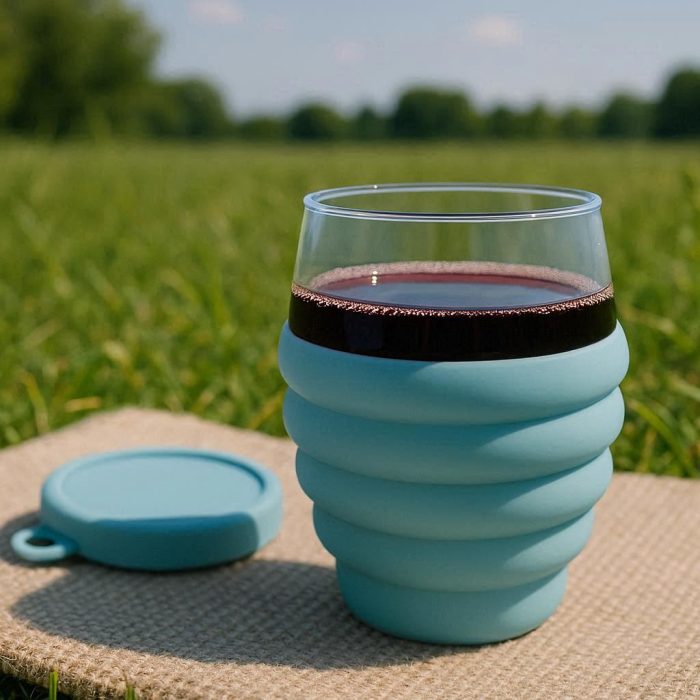 5 Silicone Foldable Wine Cup Portable Collapsible Glass for Picnic